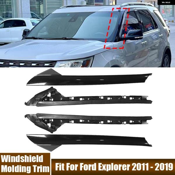 並行輸入品 4個車用 フロントガラス Aピラー トリム ストリップ パネル フォード エクスプローラ...