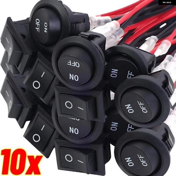 並行輸入品 12V 丸型ロッカースイッチ AC 6A/250V 10A/125V SPST 2ピン ...