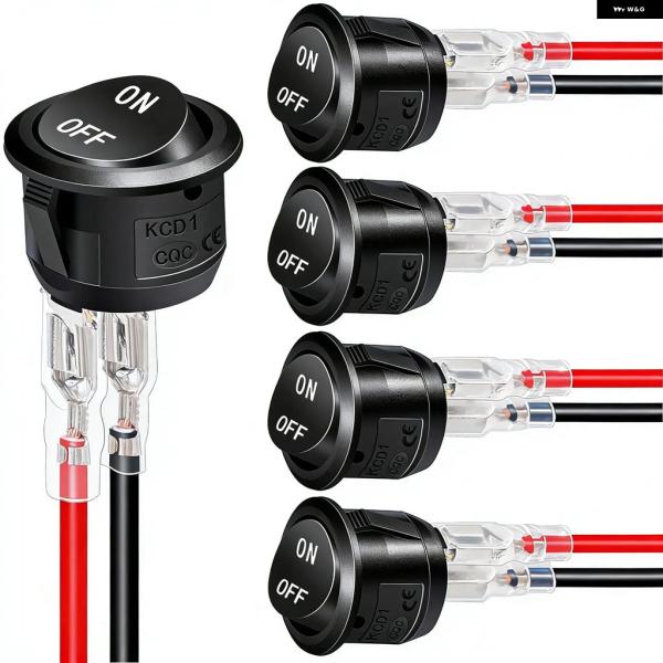 並行輸入品 ON OFF ラウンドロッカースイッチ SPST 20MM ミニ 12ボルト DC ミニ...