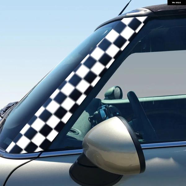 並行輸入品 2個車用Aピラー ステッカー チェッカーデコレーション デカール MINI JOHN C...