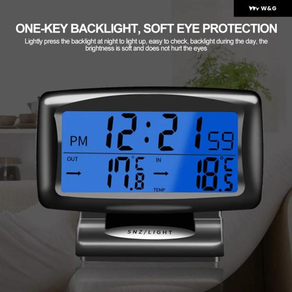 【並行輸入品】 車用温度計 デジタル目覚まし時計 車載温度計 バックライト付き 車載電子機器 車載時...