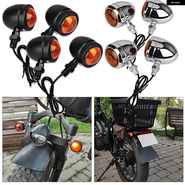 並行輸入品 4個 レトロ バイク ウィンカー バイク 12V シングルワイヤ ウィンカー ライト ハ...