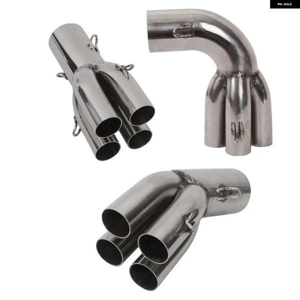 並行輸入品 30/90/180度 バイク 排気 アダプター 4対1 ステンレス スクランブラー排気 ...
