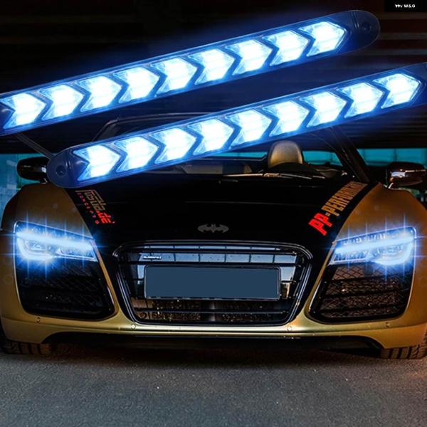 並行輸入品 アロー製カー LED デイタイム ランニングライト 12V DRL スイッチバックストリ...
