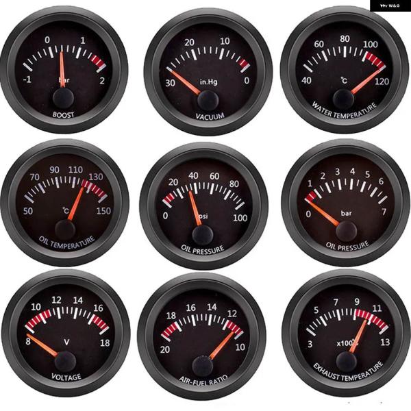 並行輸入品 AD 52MM ブーストゲージ 水温計 油温計 圧力計 ターボ圧力計 電圧計 空燃比計 ...