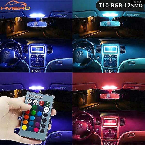 並行輸入品 インテリア 装飾 LED T10 W5W ムード車用ライト RGB リモコン 読書灯 ド...