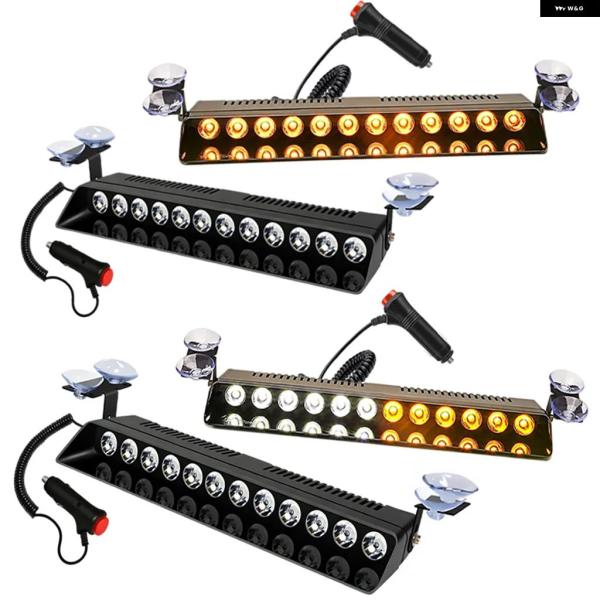 並行輸入品 2* アンバー /ホワイト 12 LED トラフィックアドバイザー ダッシュストロボ ラ...