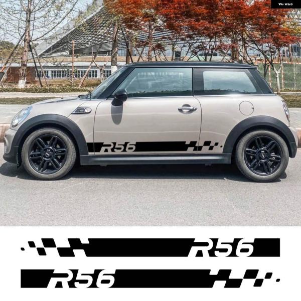 並行輸入品 2PCS ドアサイドスカート ステッカー 防水 デカール デコレーション ミニクーパー ...