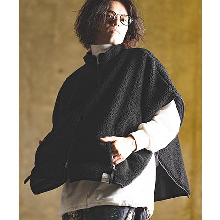 【GLIMCLAP(グリムクラップ)】Zipper design teddy fleece vest...