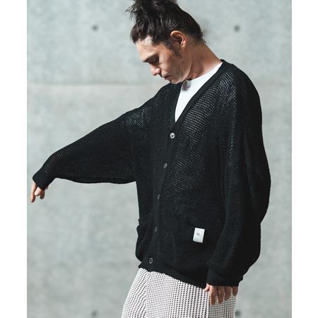 【GLIMCLAP(グリムクラップ)】Mesh knitting cardigan ニットカーディガ...