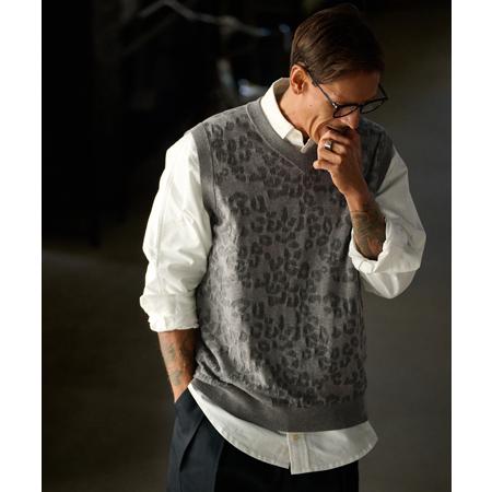【THEOREM(セオレム)】Layer of Leopard VN Vest レオパードニットベス...