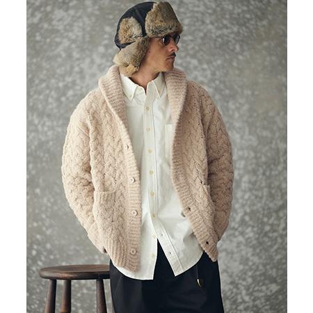【THEOREM(セオレム)】 Loop Yarn Cable Knit Shawl Cardiga...