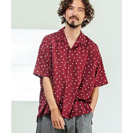 【Magine(マージン)】Printed Fabric Open Collar Five Slee...