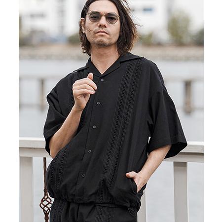【CAMBIO(カンビオ)】Cotton Linen Tape Switch Open Collar...