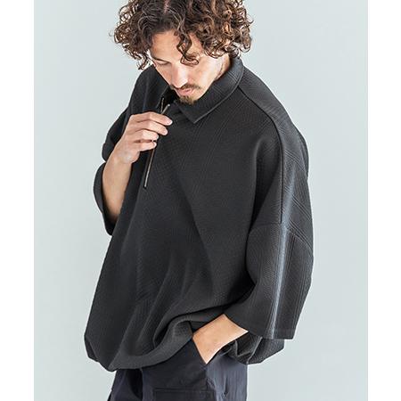 【Magine(マージン)】Textured Poly Knit Stretch Zip Plack...