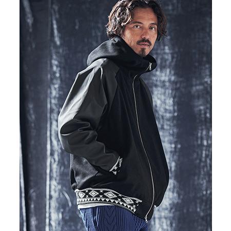 【ANGENEHM(アンゲネーム)】Native pattern rib hooded blouso...