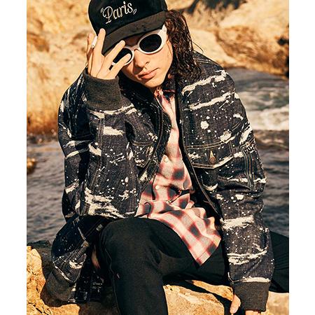 【glamb(グラム)】Splash Jacquard Denim MA-1 スプラッシュジャガード...