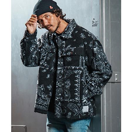 【wjk reluxe】paisley pattern boa fleece CPO jacket ...