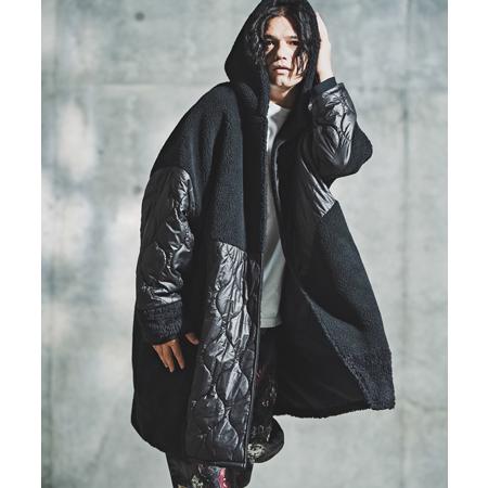 【GLIMCLAP(グリムクラップ)】Textured Patchwork Hoodie Coat ...