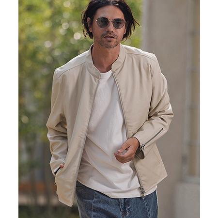 【CAMBIO(カンビオ)】スタンドカラージップライダースジャケット