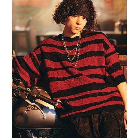【glamb(グラム)】Random Border Summer Knit ランダムボーダーサマーニ...