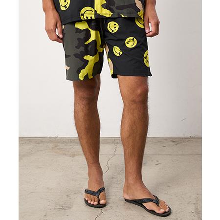 【STUD MUFFIN(スタッドマフィン)】ストレッチサテン カモフラージュ-ドットスマイル柄ボー...
