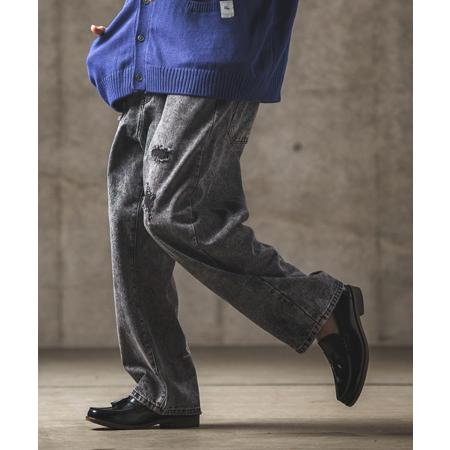 【GLIMCLAP(グリムクラップ)】Chemical processing denim wide ...