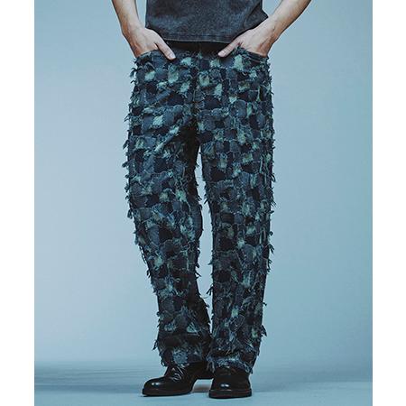 【NO ID.(ノーアイディー)】 ハ゜ッチワークテ゛ニムイーシ゛ーワイト゛PT パンツ(85600...