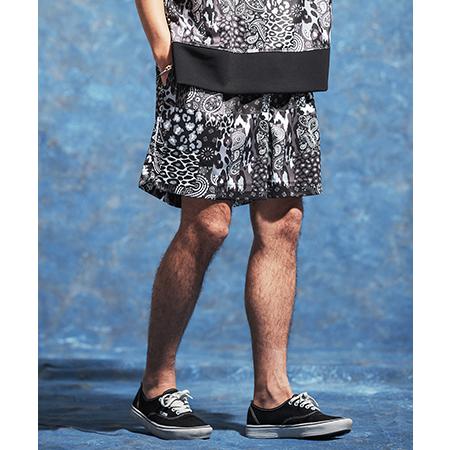 【Jih Nunc(ジーヌンク)】ペイズリー×レオパードパッチワークプリントポンチショートパンツ(J...