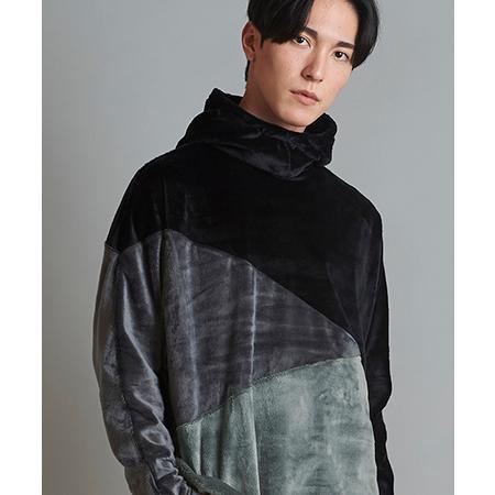 【NO ID.(ノーアイディー)】シャキ゛ーストレッチホ゛リュームネックハ゜ーカ プルオーバーパーカ...