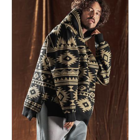 【ANGENEHM(アンゲネーム)】Native Pattern Hoodie -Airy Yarn...