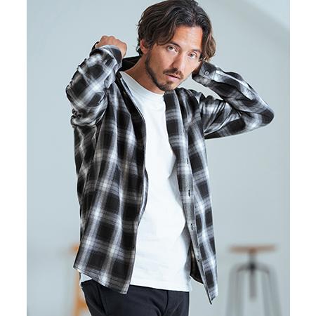 【Magine(マージン)】Ombre Check Skipper Design Hooded Sh...