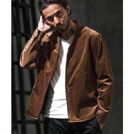 【wjk reluxe】corduroy hook band collar shirt コーデュロイ...