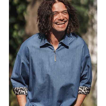 【CAMBIO(カンビオ)】Silky Denim Band Collar Leopard Acce...