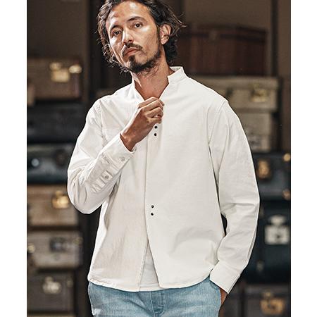 【wjk reluxe】ripstop no collar hook shirts ノーカラーフック...