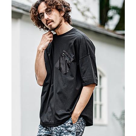 【CAMBIO(カンビオ)】 胸ポケットZIPショートスリーブTシャツ
