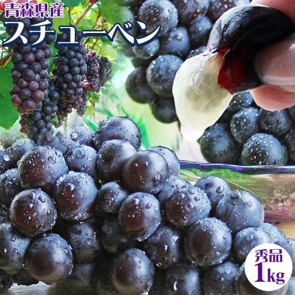 【青森県産ぶどう スチューベン1kg】(3-5房入 サイズSー2L混合) 贈答用 送料無料 手付き箱...
