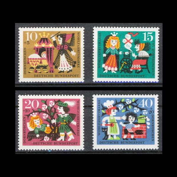 ■西ドイツ切手　1964年　眠れる森の美女 / 童話　4種完