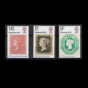 ■イギリス切手　1970年　Philympia 切手博覧会　3種完