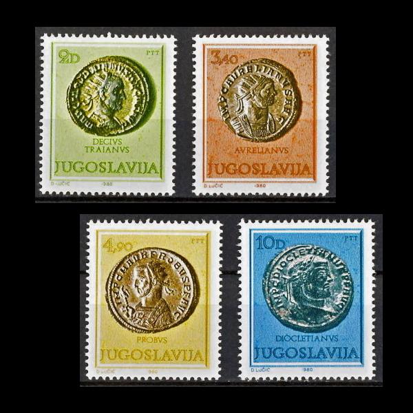 ■ユーゴスラビア切手　ローマコイン3世紀　4種完