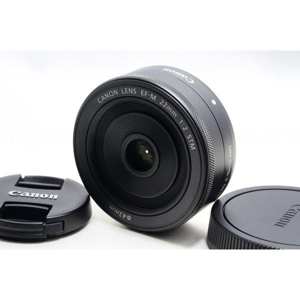 キヤノン Canon EF-M 22mm F2 STM 美品 ブラック 大人気 単焦点 薄型パンケー...