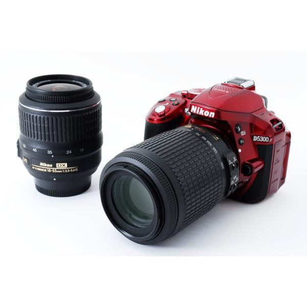 Nikon D5300 ダブルズームセット レッド 美品 SDカード ストラップ付 動作確認済み 1...
