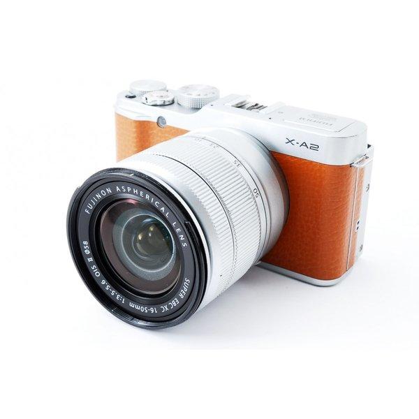 フジフィルム FUJIFILM  X-A2 ブラウン レンズキット 美品 SDカードレンズフード付 ...