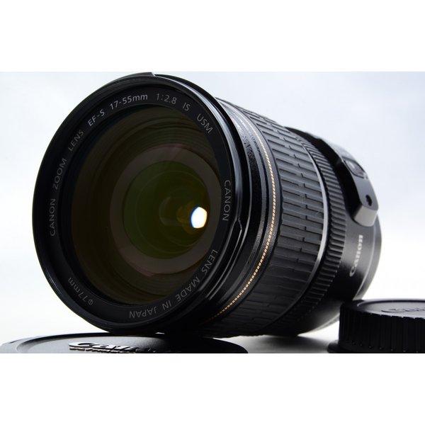 キヤノン Canon EF-S 17-55mm f/2.8 IS 美品 標準ズームレンズ 前後キャッ...