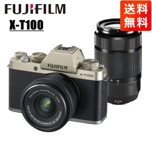 富士フイルム FUJIFILM X-T100 15-45mm 50-230mm ダブルズームレンズキット ゴールド ミラーレス一眼 カメラ 中古｜camerart-shop