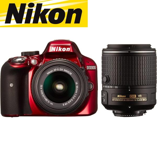 ニコン Nikon D3300 ダブルズームキット2 レッド デジタル一眼レフ カメラ 中古