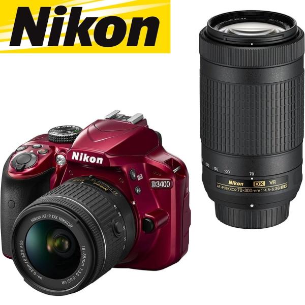ニコン Nikon D3400 ダブルズームキット レッド デジタル一眼レフ カメラ 中古