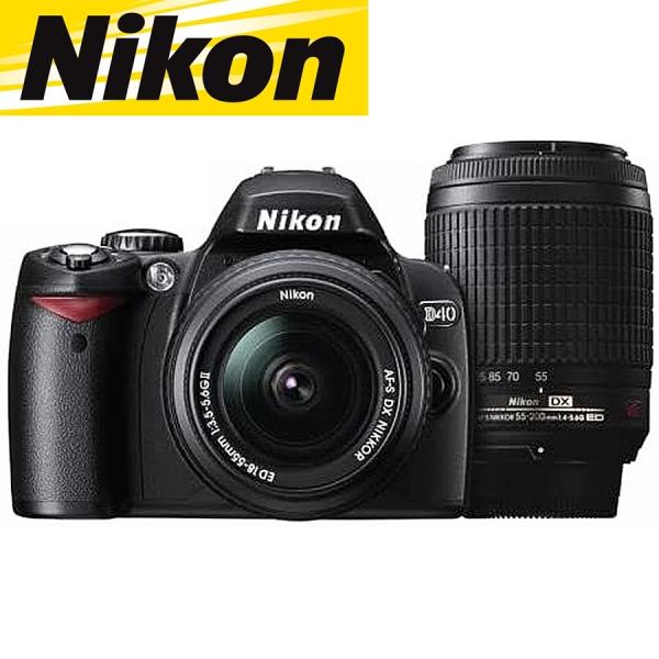 ニコン Nikon D40 ダブルズームキットII ブラック デジタル一眼レフ カメラ 中古