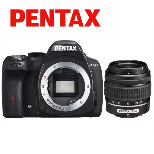 ペンタックス PENTAX K-50 18-55mm 標準 レンズセット ブラック カメラ 中古 デ...