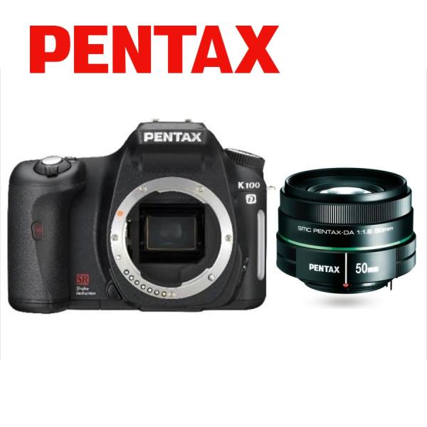 ペンタックス PENTAX K100D 50mm 1.8 単焦点 レンズセット ブラック デジタル一...